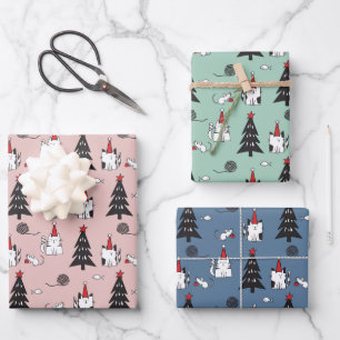 Feuille De Papier Cadeau Noël des chats amusants