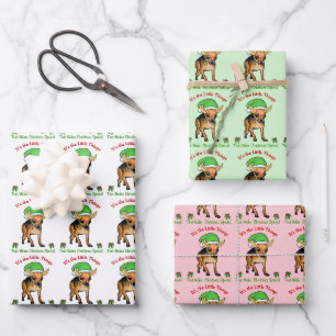 Feuille De Papier Cadeau Noël des elfes du Chihuahua
