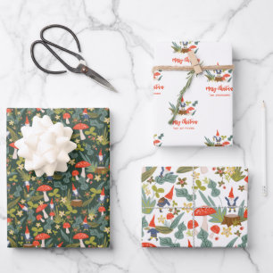 Feuille De Papier Cadeau Noël des Gnomes des bois