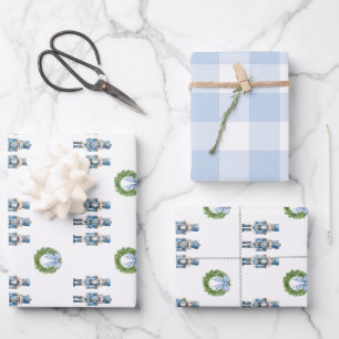 Feuille De Papier Cadeau Noël des noisettes bleues