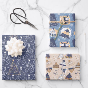 Feuille De Papier Cadeau Noël d'hiver de la Marine