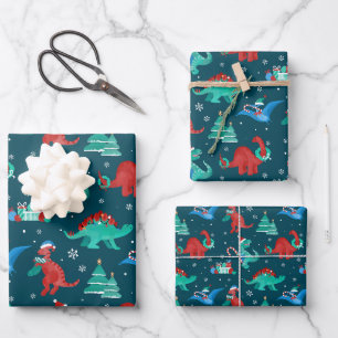 Feuille De Papier Cadeau Noël Dinosaur Enfants Fun hiver Vacances