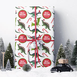Feuille De Papier Cadeau Noël Dinosaur Personnalisé