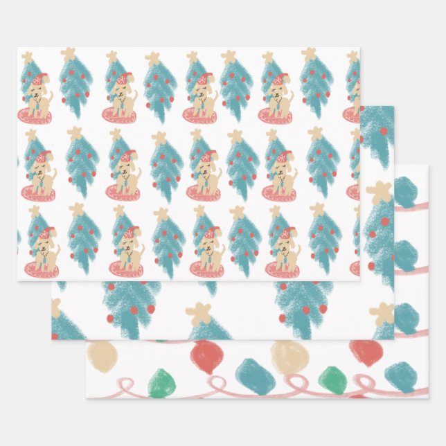 Feuille De Papier Cadeau Noël Dog Doodles Festive Festive (Lot)