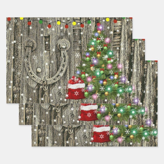 Feuille De Papier Cadeau Noël du charme du pays (Lot)