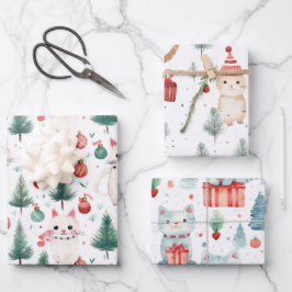 Feuille De Papier Cadeau Noël du chat