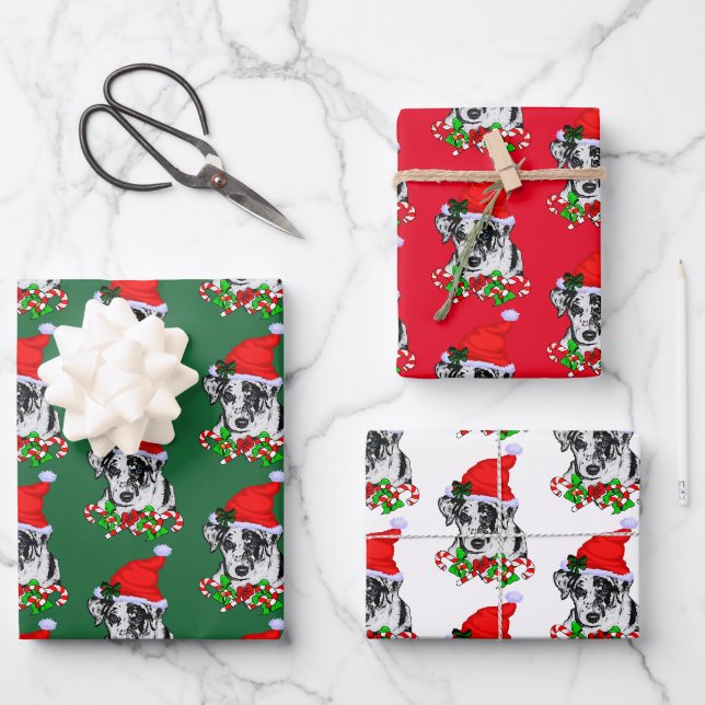 Feuille De Papier Cadeau Noël du chien léopard de Catahoula (Recto)