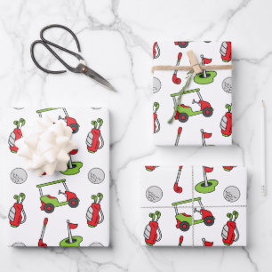 Feuille De Papier Cadeau Noël du golf mignon