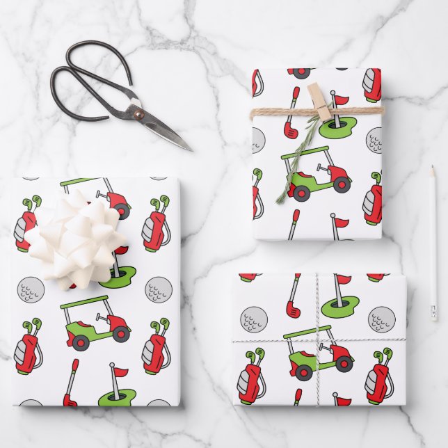 Feuille De Papier Cadeau Noël du golf mignon (Recto)