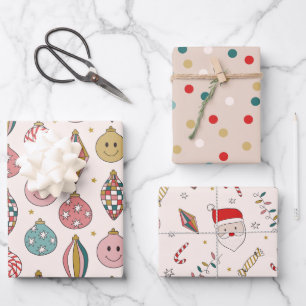 Feuille De Papier Cadeau Noël du Père Noël rétro