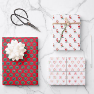 Feuille De Papier Cadeau Noël du Père Noël Rouge