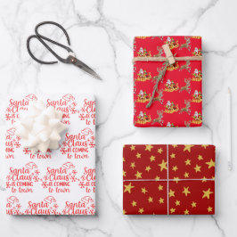 Feuille De Papier Cadeau Noël du Père Noël Rouge