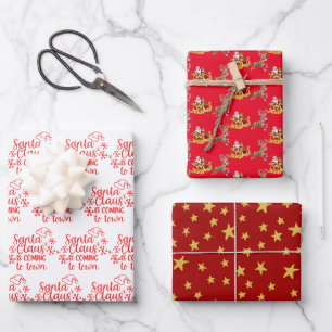 Feuille De Papier Cadeau Noël du Père Noël Rouge