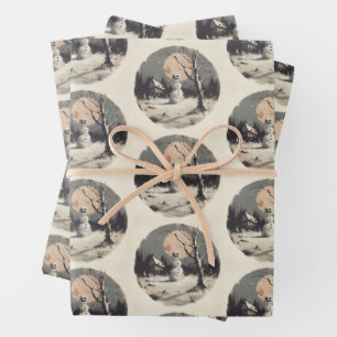 Feuille De Papier Cadeau Noël éffrayant Snowman