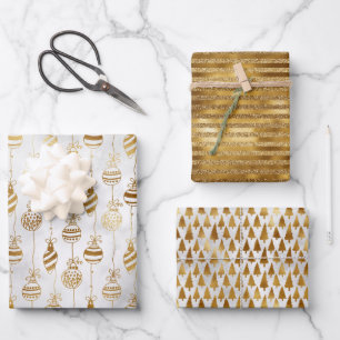 Feuille De Papier Cadeau Noël élégant pailleté or 