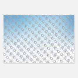 Feuille De Papier Cadeau Noël en argent et en bleu Père Noël