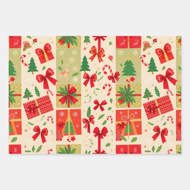 Feuille De Papier Cadeau Noël festif (Devant)