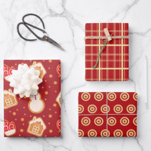 Feuille De Papier Cadeau Noël Festive pain d'épices Cookies