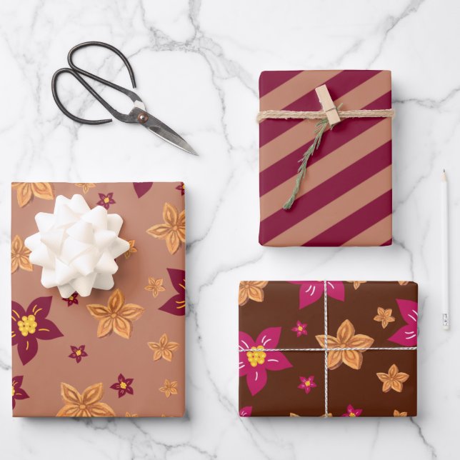 Feuille De Papier Cadeau Noël floral (Recto)