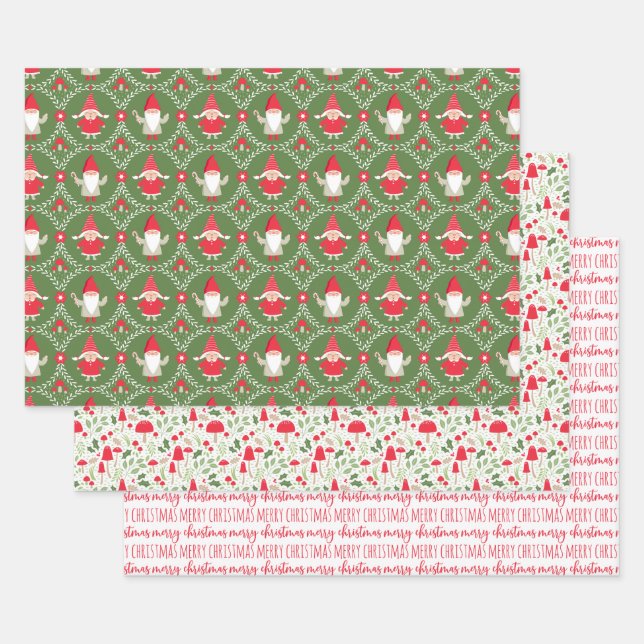 Feuille De Papier Cadeau Noël Gnome Holiday (Lot)