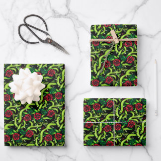 Feuille De Papier Cadeau Noël gothique des vignes Roses