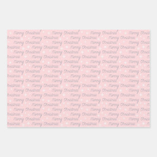 Feuille De Papier Cadeau Noël gris blanc rose argent simple
