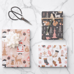 Feuille De Papier Cadeau Noël hivernal mignon