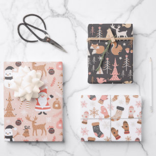 Feuille De Papier Cadeau Noël hivernal mignon