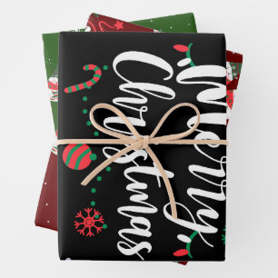 Feuille De Papier Cadeau Noël Jingle Bells Joyeuse Salutations Collection