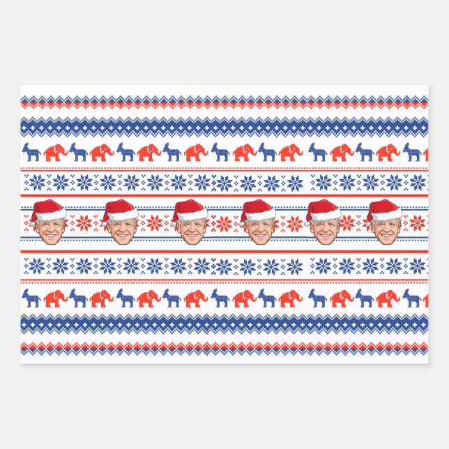Feuille De Papier Cadeau Noël Joe Biden (Devant)