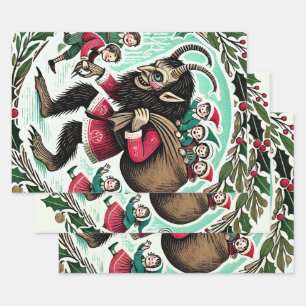 Feuille De Papier Cadeau Noël Krampus