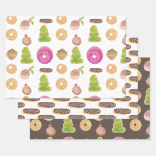 Feuille De Papier Cadeau Noël Main De Aquarelle Boulangerie Fantaisiste