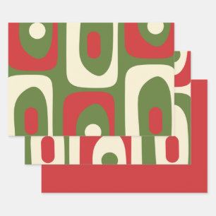Feuille De Papier Cadeau Noël minimaliste du Piquet du milieu du siècle