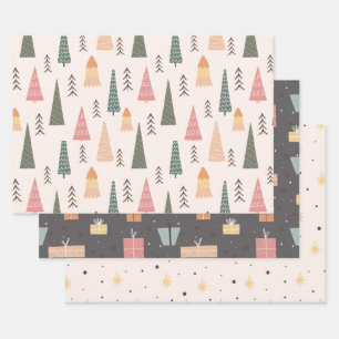 Feuille De Papier Cadeau Noël minimaliste simple et moderne Boho