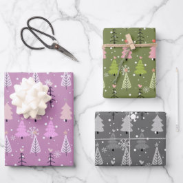 Feuille De Papier Cadeau Noël moderne et flocons de neige Noël