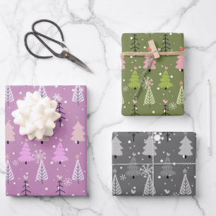 Feuille De Papier Cadeau Noël moderne et flocons de neige Noël