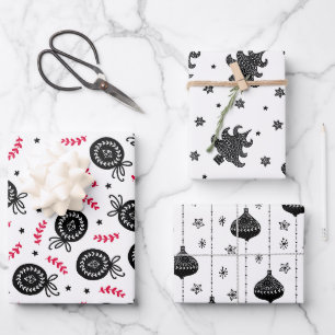 Feuille De Papier Cadeau Noël Motif de vacances style scandinave