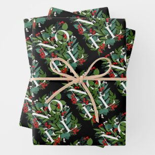 Feuille De Papier Cadeau Noël NOEL Green et Berries