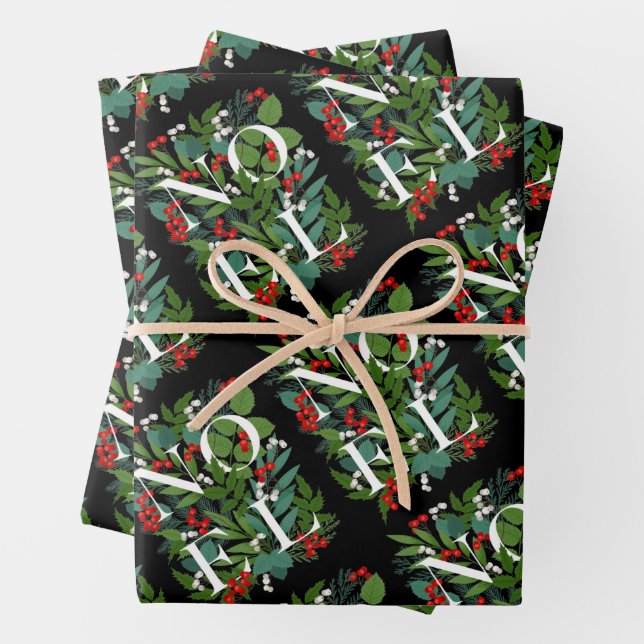 Feuille De Papier Cadeau Noël NOEL Green et Berries (En situation)