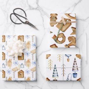 Feuille De Papier Cadeau Noël nordique scandinave contemporain