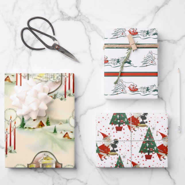 Feuille De Papier Cadeau Noël nostalgique (Recto)