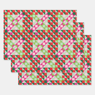 Feuille De Papier Cadeau Noël Patchwork