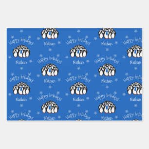 Feuille De Papier Cadeau Noël personnalisé Pingouin mignon