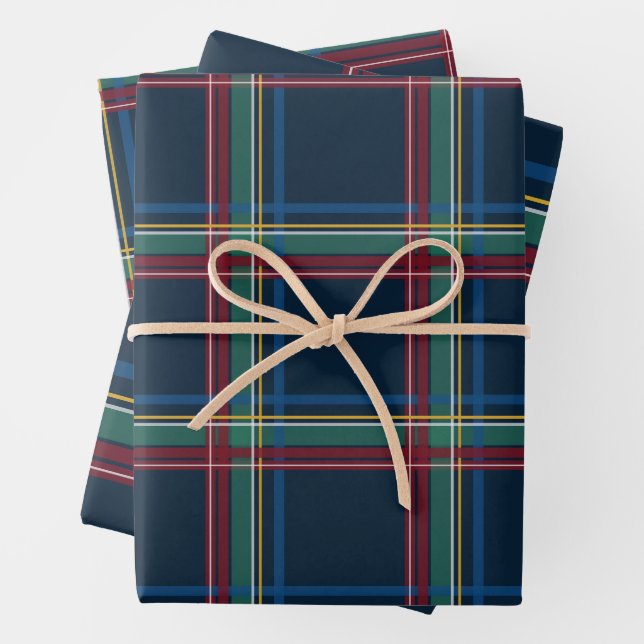 Feuille De Papier Cadeau Noël plaid classique audacieux vacances (En situation)