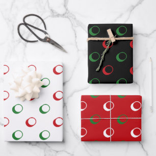 Feuille De Papier Cadeau Noël pois noir rouge moderne