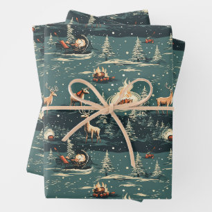 Feuille De Papier Cadeau Noël Reindeer