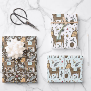 Feuille De Papier Cadeau Noël Reindeer Motif de vacances