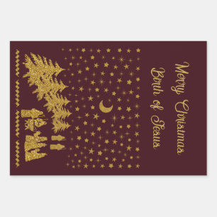 Feuille De Papier Cadeau Noël religieux, Naissance de Jésus