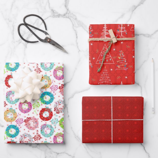 Feuille De Papier Cadeau Noël rétro (Recto)