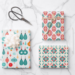 Feuille De Papier Cadeau Noël Retro Mid Century Moderne MOD